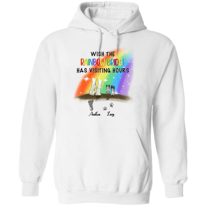 Custom Personalized Dog's Paws T-shirt/Sweatshirt/Pullover Hoodie - Best Gift Idea For Dog Lovers - Wish The Rainbow Bridge Has Visiting Hours