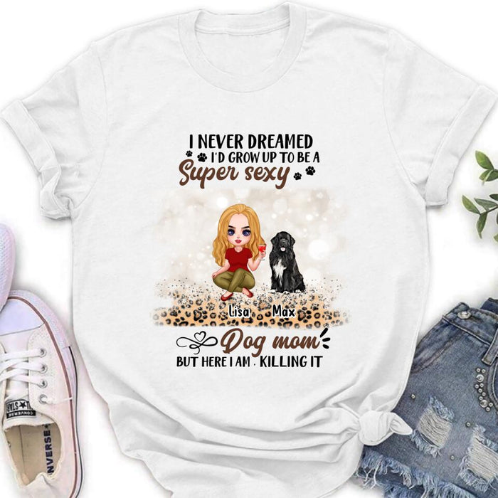 Custom Personalized Dog Mom Shirt - Upto 6 Dogs - Best Gift For Dog Lover - Crazy Dog Mom