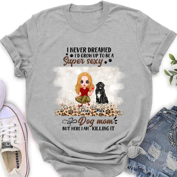 Custom Personalized Dog Mom Shirt - Upto 6 Dogs - Best Gift For Dog Lover - Crazy Dog Mom