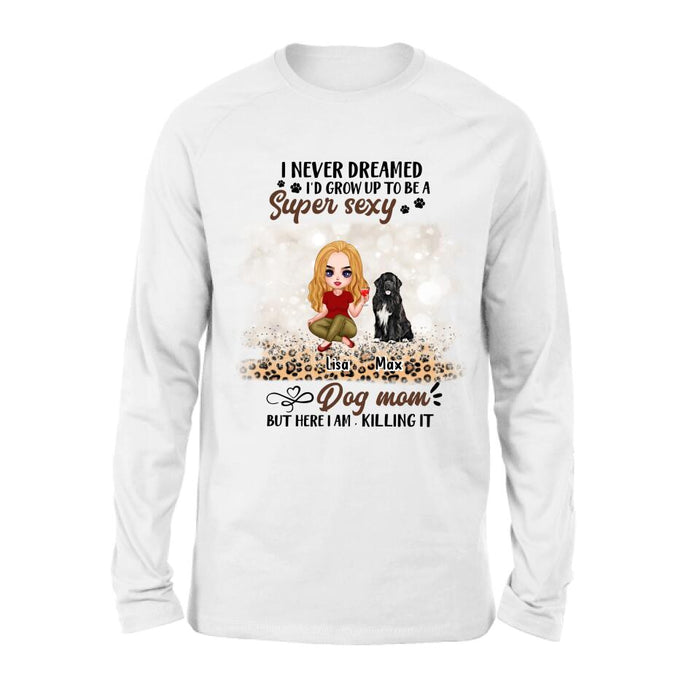 Custom Personalized Dog Mom Shirt - Upto 6 Dogs - Best Gift For Dog Lover - Crazy Dog Mom