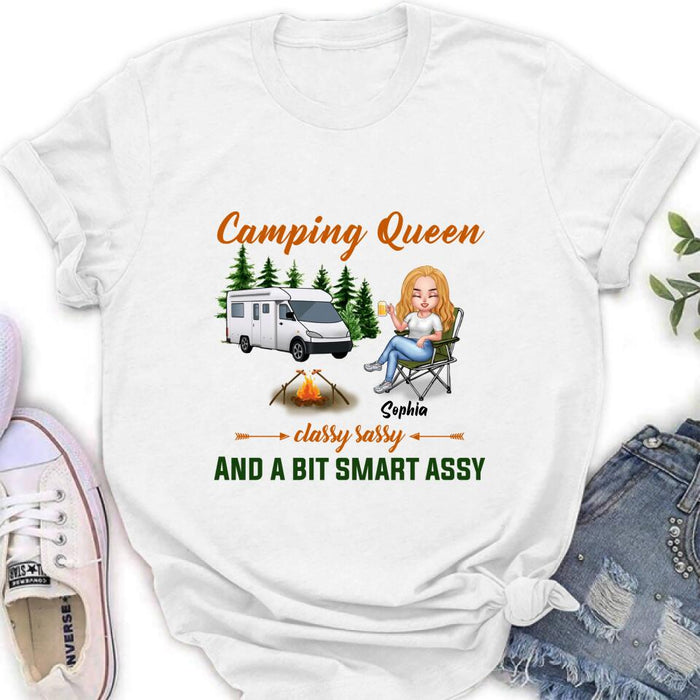 Custom Personalized Camping Queen Shirt/ Pullover Hoodie - Gift Idea For Camping Lover