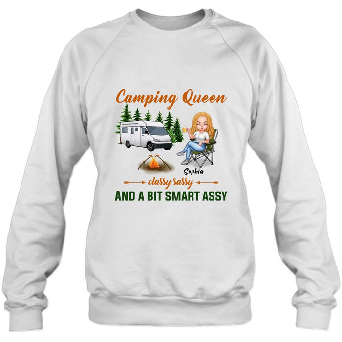 Custom Personalized Camping Queen Shirt/ Pullover Hoodie - Gift Idea For Camping Lover