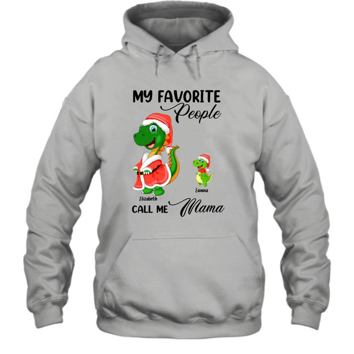 Custom Personalized Christmas Dinosaurs T-shirt - Upto 6 Kids - Best Gift Idea For Christmas - My Favorite People Call Me Mama - MW6OOI