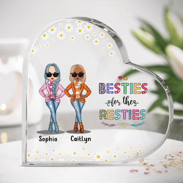 Custom Personalized Best Friends Heart-Shaped Acrylic Plaque - Gift Idea For Friends - Up To 5 Friends - Besties For The Resties