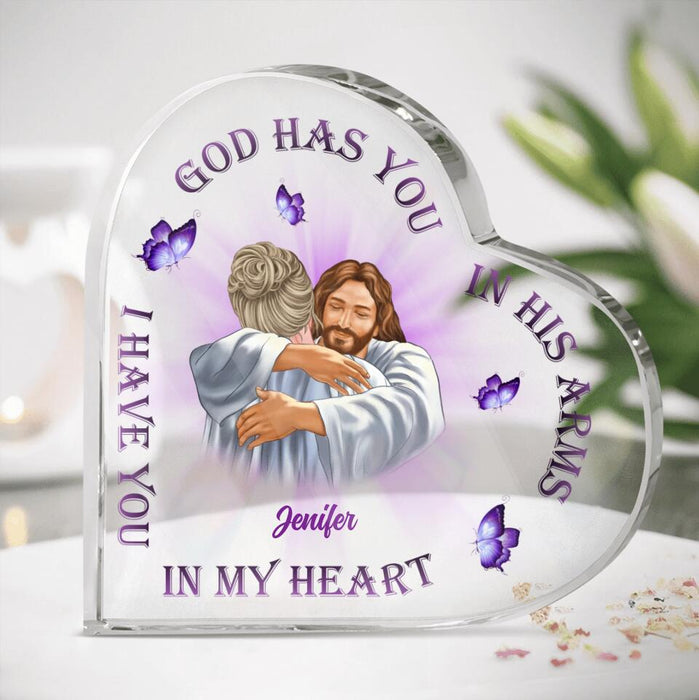 Custom Personalized God Heart Acrylic Plaque - Memorial Gift - God Has You In His Arms