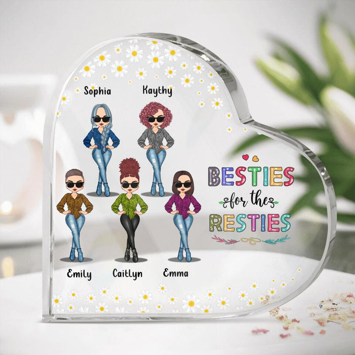 Custom Personalized Best Friends Heart Acrylic Plaque - Gift Idea For Best Friends with up to 5 People - Besties For The Resties