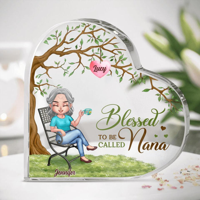 Custom Personalized Nana Heart-Shaped Acrylic Plaque - Gift Idea For Grandma/Grandkids - Up To 7 Grandkids - Blessed To Be Called Nana