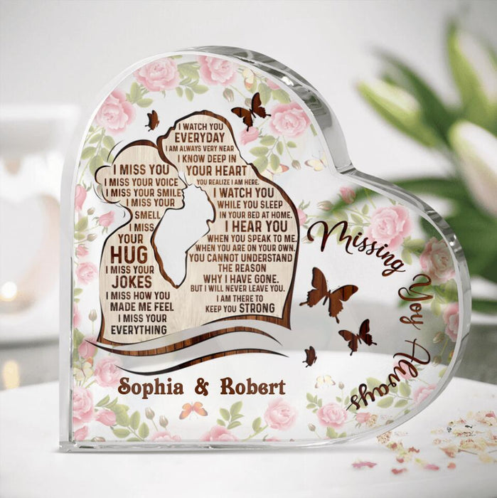 Custom Personalized Couple Heart-Shaped Acrylic Plaque - Gift Idea For Couple/Lovers - Missing You Always, I Watch You Everyday