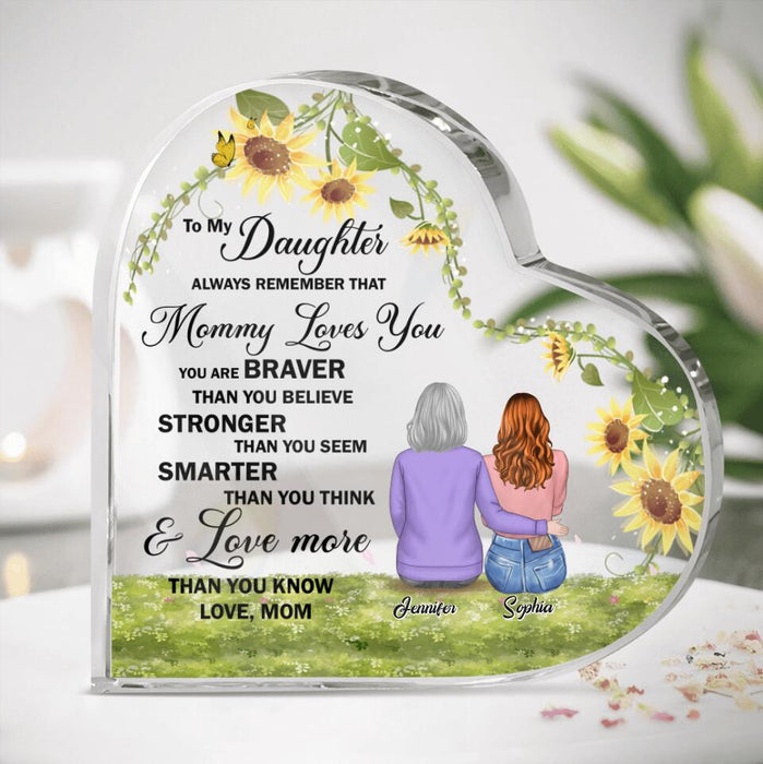 Custom Personalized To My Daughter Heart Acrylic Plaque - Gift Idea For Daughter - To My Daughter Always Remember That Mommy Loves You
