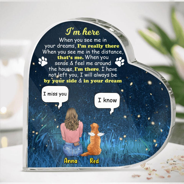 Custom Personalized Memorial Dog Mom Heart-Shaped Acrylic Plaque - Upto 4 Dogs - Gift Idea For Dog Lover - I'm Here