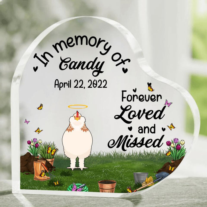 Custom Personalized Memorial Chicken Heart-Shaped Acrylic Plaque - Gift Idea For Chicken Lover - Forever Loved And Missed