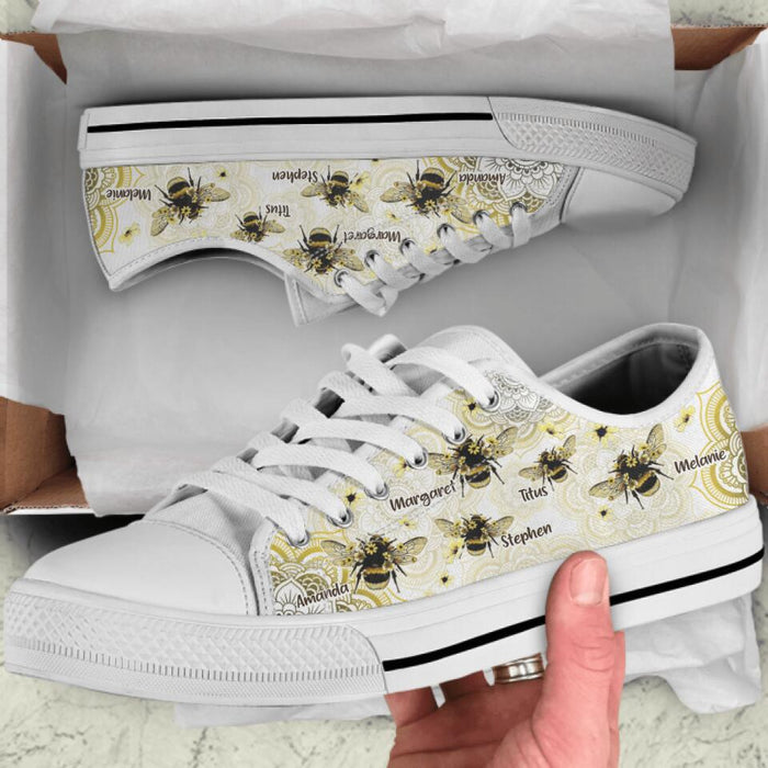 Custom Personalized Bee Sneakers - Upto 5 Bees - Best Gift For Bee Lover