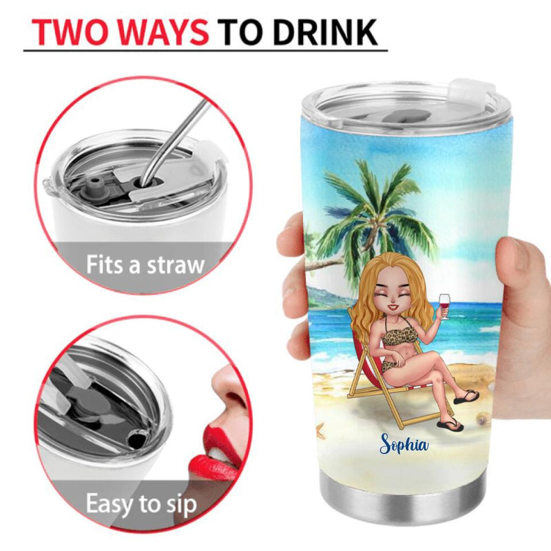 Personalized Beach Camping Tumbler - Gift Idea For Beach Lover - Just A Girl Who Loves Beach