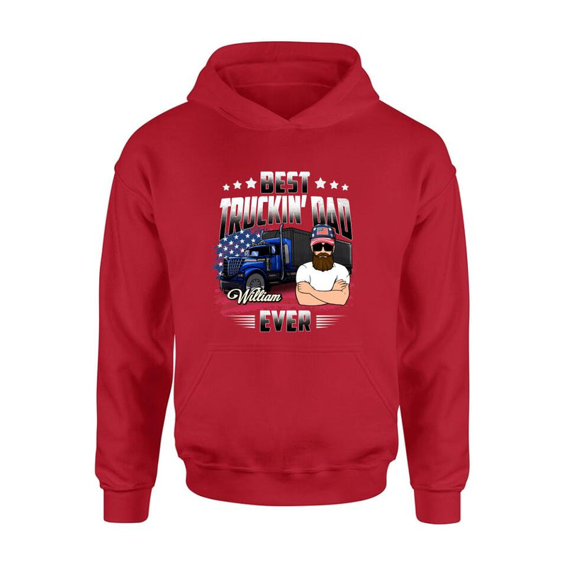Custom Personalized Trucker Dad Shirt - Gift Idea For Father's Day/Trucker - Best Truckin' Dad Ever