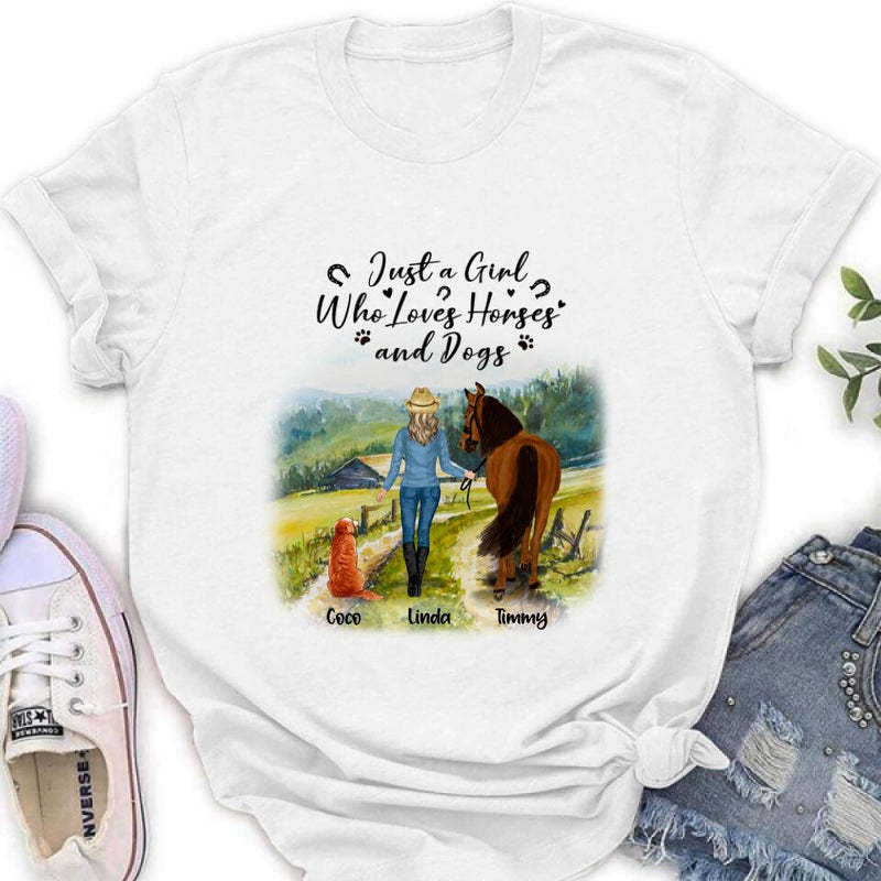 Personalized Horse And Dog Shirt - Up to 2 Horses And 4 Dogs - Best Gift For Horse/Dog Lover