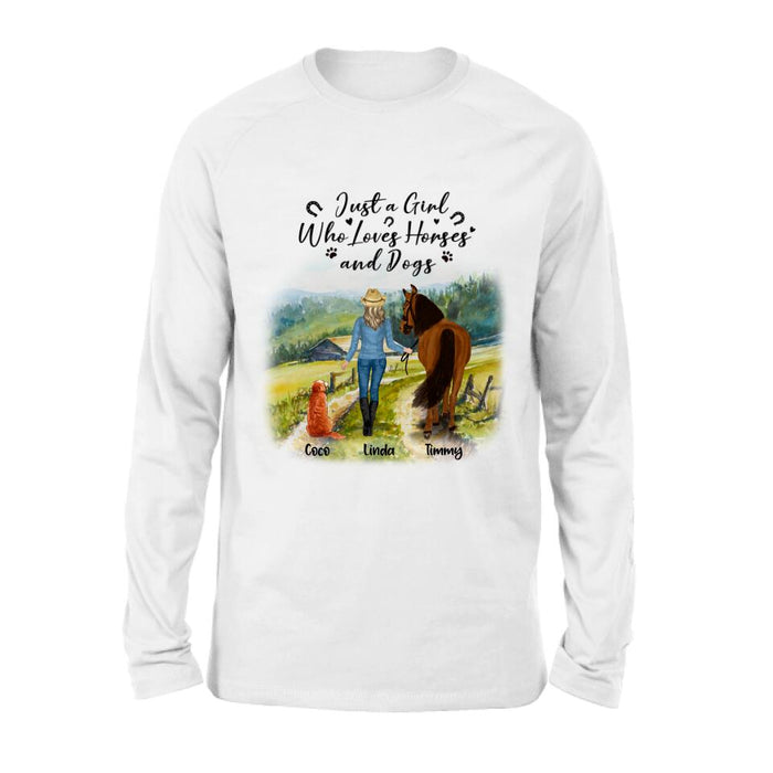 Custom Personalized Horse And Dog Shirt - Upto 2 Horses And 4 Dogs - Best Gift For Horse/ Dog Lover