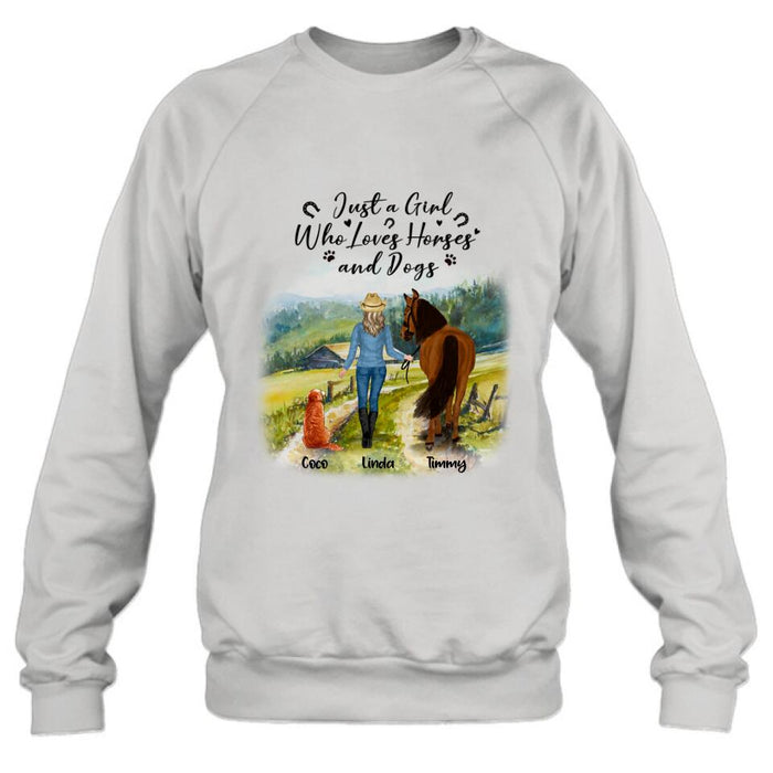 Custom Personalized Horse And Dog Shirt - Upto 2 Horses And 4 Dogs - Best Gift For Horse/ Dog Lover