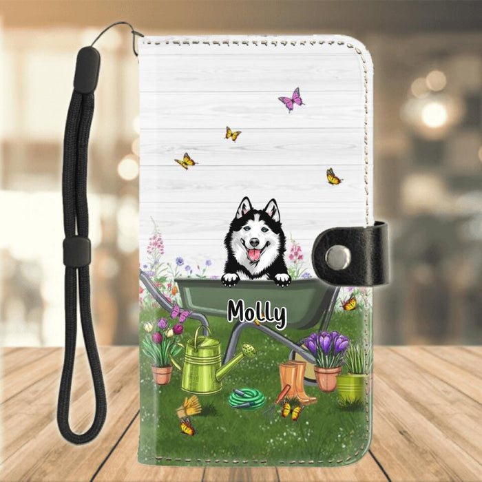Custom Personalized Pets Garden Phone Wallet - Up To 6 Dogs/Cats - Gift Idea For Dog/Cat Lovers - And Into The Garden I Go To Lose My Mind And Find My Soul