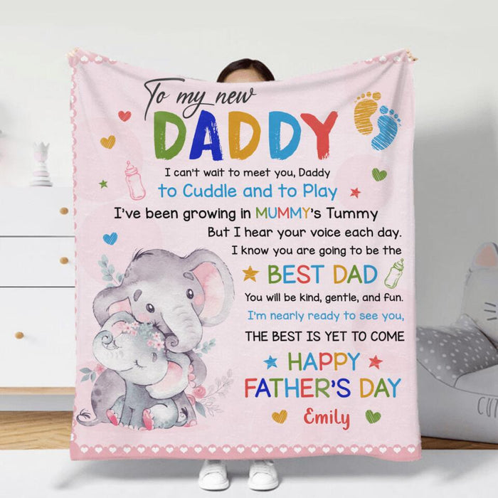 To My New Daddy Kid Single Layer Fleece - Father's Day 2023 Gift - I Can't Wait To Meet You, Daddy