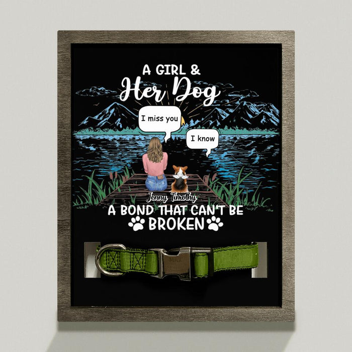 Personalized Memorial Dog Loss Frame - Up To 5 Dogs - Gift Idea For Dog Lovers - A Girl And Her Dog A Bond That Can't Be Broken