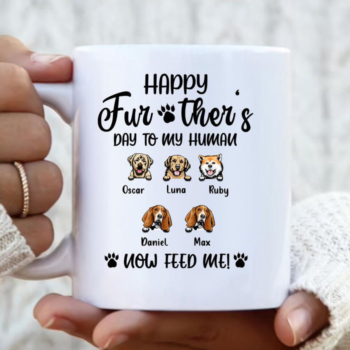 Custom Personalized Cat Dad/ Dog Dad Coffee Mug - Gift Idea For Father's Day/ Pet Lovers with up to 5 Pets - Happy Further's Day To My Human Now Feed Me!