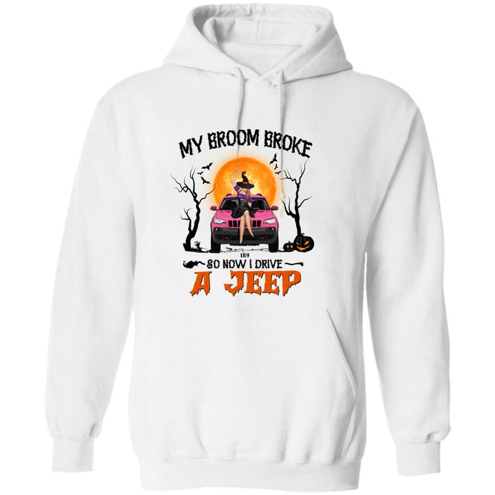 Custom Personalized Off - Road Witch T-Shirt/ Pullover Hoodie - Halloween Gift For Girl - My Broom Broke