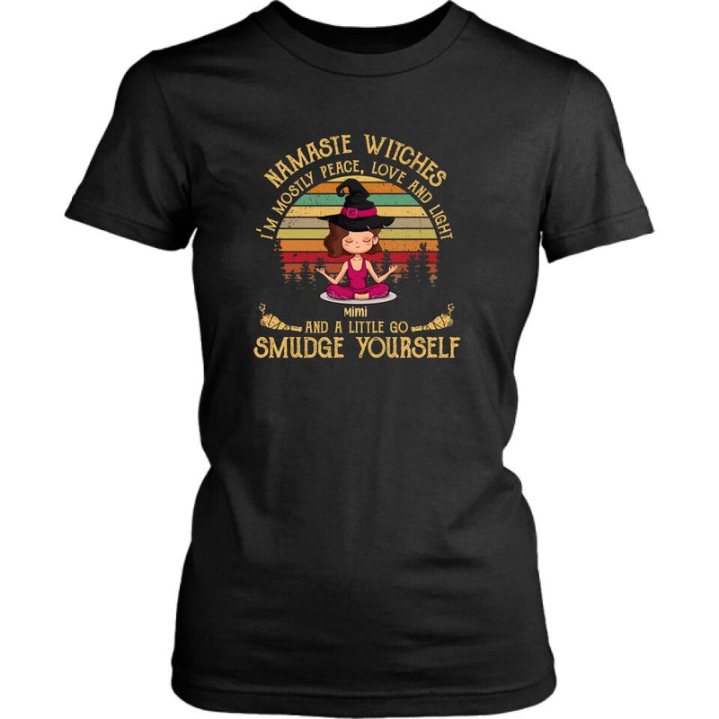 Personalized Yoga T-shirt - Gift For Yoga Lovers, Halloween - Namaste Witches