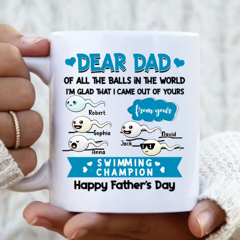 Personalized Father Mug - Up to 5 Kids - Gift Idea For Father's Day - I'm Glad That I Came Out Of Yours