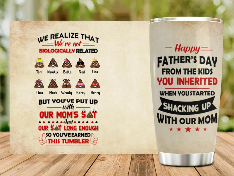 Personalized Step Dad Tumbler - Up to 10 Kids - Gift Idea For Father's Day - Happy Father's Day