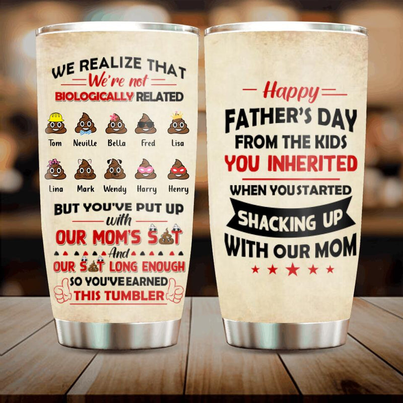 Personalized Step Dad Tumbler - Up to 10 Kids - Gift Idea For Father's Day - Happy Father's Day