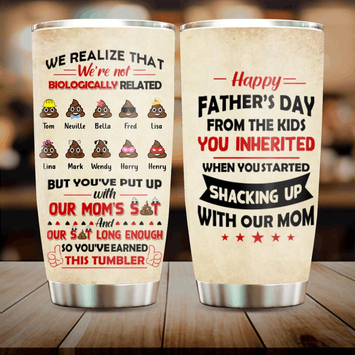 Custom Personalized Step Dad Tumbler - Upto 10 Kids - Gift Idea For Father's Day - Happy Father's Day