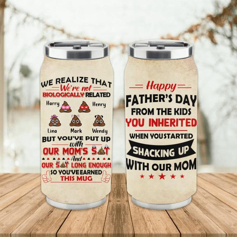 Personalized Step Dad Soda Can Tumbler - Up to 5 Kids - Gift Idea For Father's Day - Happy Father's Day
