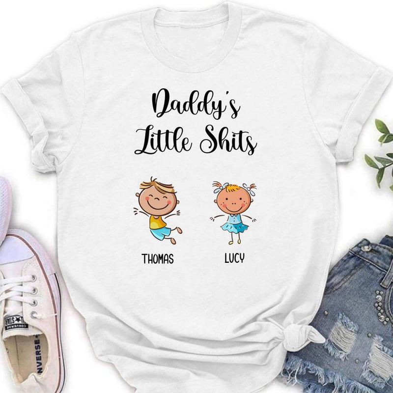 Personalized Daddy's Little Kids Shirt/Pullover Hoodie - Up to 15 Kids - Gift Idea For Father's Day/Mother's Day - Daddy's Little Shits