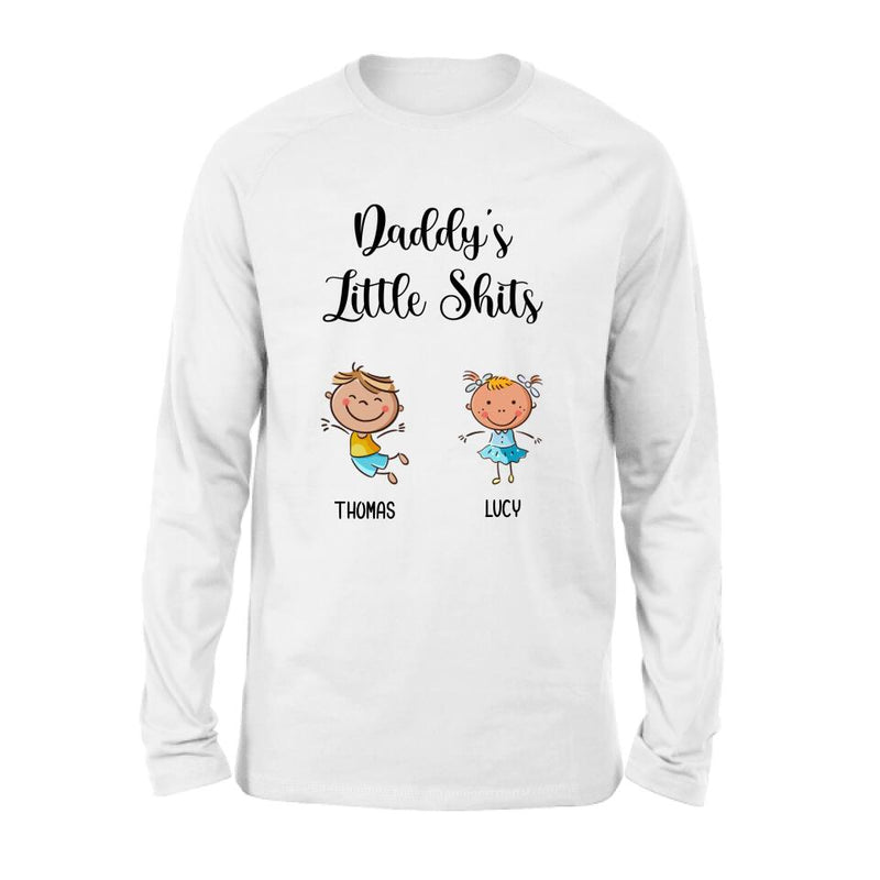 Personalized Daddy's Little Kids Shirt/Pullover Hoodie - Up to 15 Kids - Gift Idea For Father's Day/Mother's Day - Daddy's Little Shits