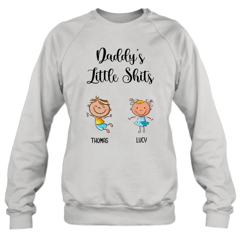 Personalized Daddy's Little Kids Shirt/Pullover Hoodie - Up to 15 Kids - Gift Idea For Father's Day/Mother's Day - Daddy's Little Shits