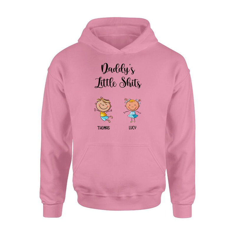 Personalized Daddy's Little Kids Shirt/Pullover Hoodie - Up to 15 Kids - Gift Idea For Father's Day/Mother's Day - Daddy's Little Shits