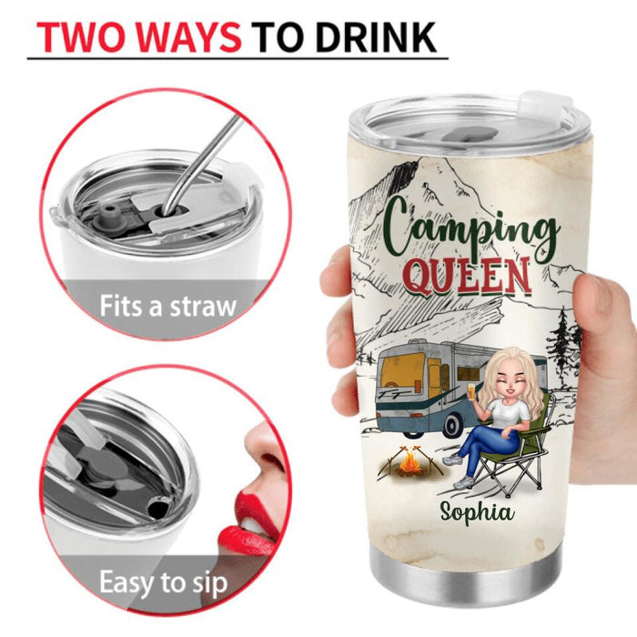 Custom Personalized Camping Queen Tumbler - Gift Idea For Camping Lovers - Camping Queen Classy Sassy And A Bit Smart Assy