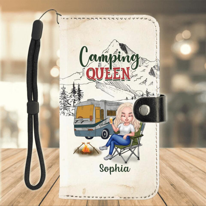 Custom Personalized Camping Queen Phone Wallet - Gift Idea For Camping Lovers - Camping Queen Classy Sassy And A Bit Smart Assy
