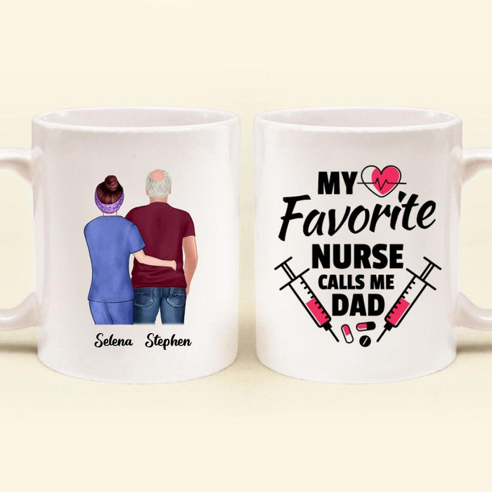 Custom Personalized Nurse Dad Coffee Mug - Nurse Gift Idea For Father's Day - My Favorite Nurse Calls Me Dad