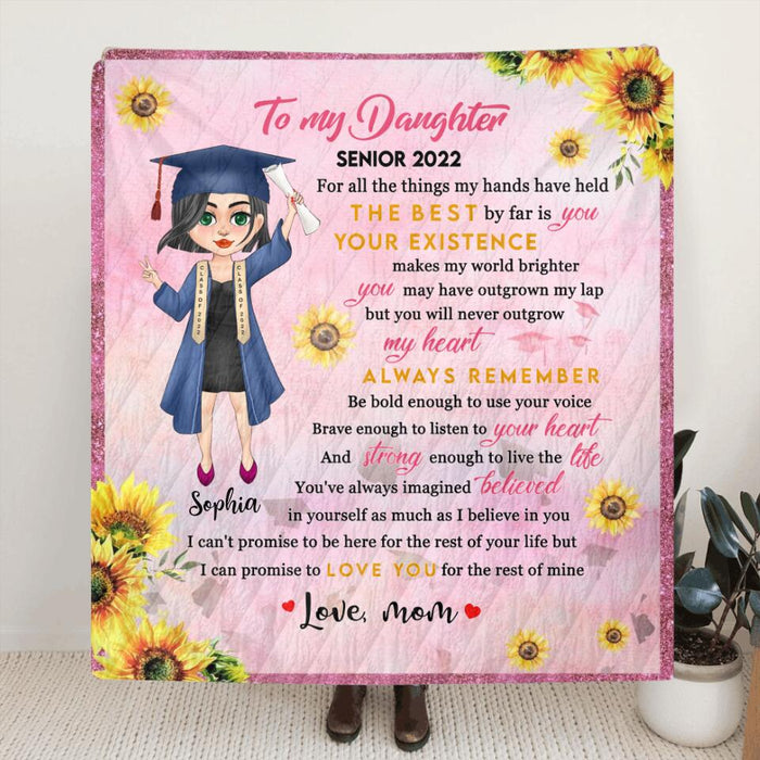 Custom Personalized Graduation Quilt/ Fleece Blanket - Gift Idea For Daughter/ Granddaughter From Mom, Nana - Love You For The Rest Of Mine