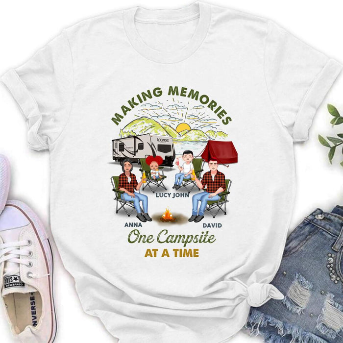 Custom Personalized Camping Shirt/ Hoodie - Gift Idea For Couple/ Family/ Camping Lovers - Making Memories One Campsite At A Time