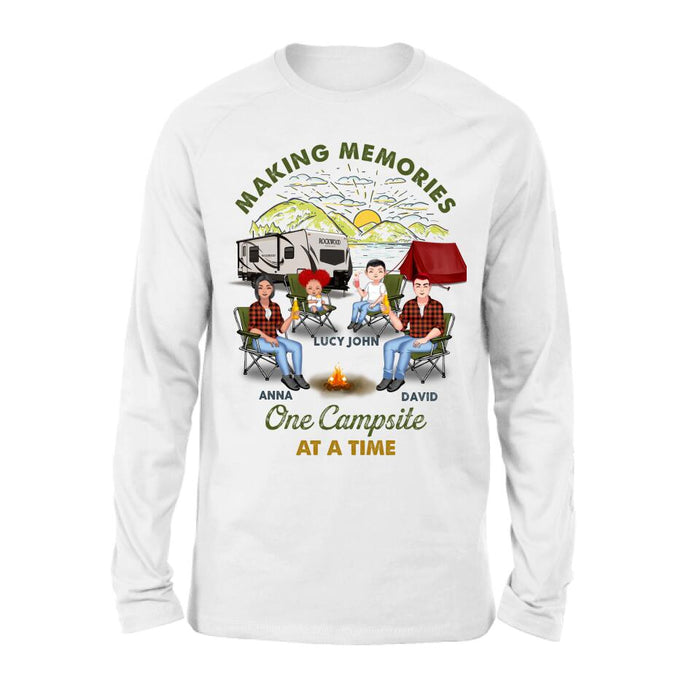 Custom Personalized Camping Shirt/ Hoodie - Gift Idea For Couple/ Family/ Camping Lovers - Making Memories One Campsite At A Time