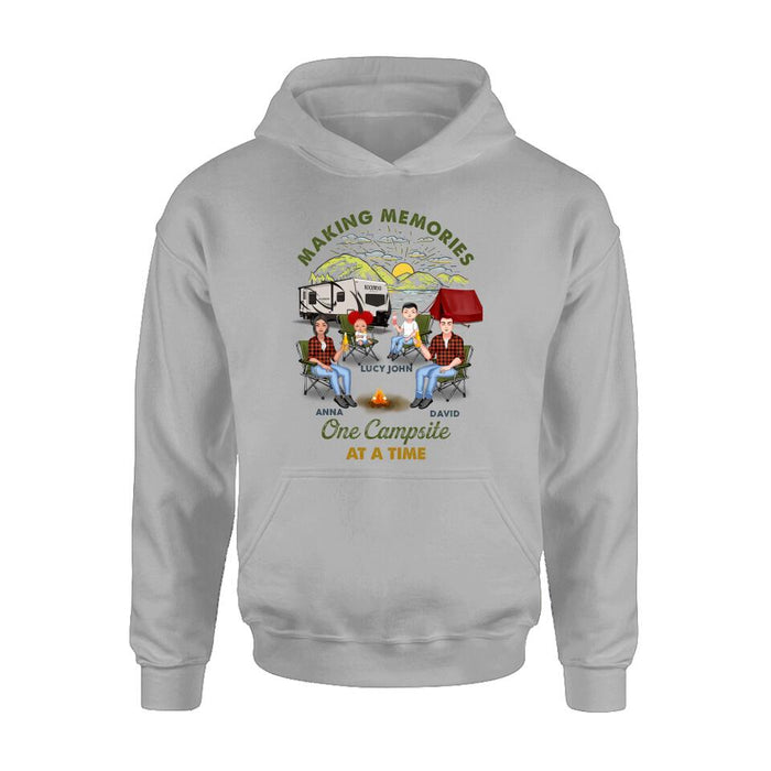 Custom Personalized Camping Shirt/ Hoodie - Gift Idea For Couple/ Family/ Camping Lovers - Making Memories One Campsite At A Time