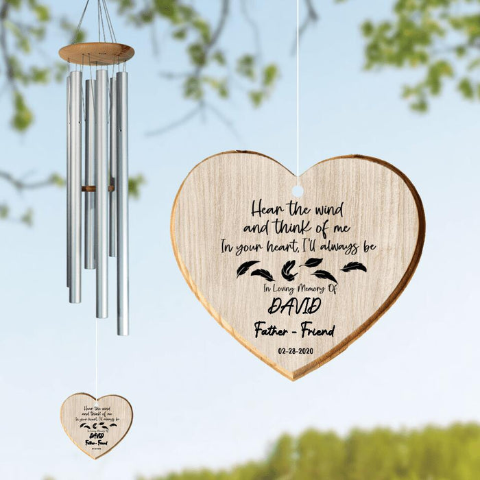 Custom Personalized Pass Away Wind Chime - Memorial Gift Idea - Hear The Wind And Think Of Me