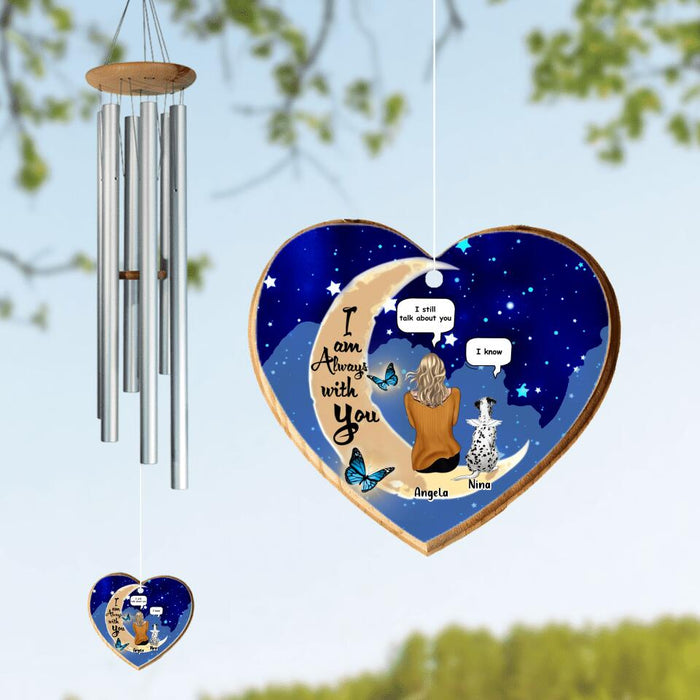 Custom Personalized Memorial Pet Heart Wind Chime - Gift Idea For Dog/ Cat Lover - I Am Always With You