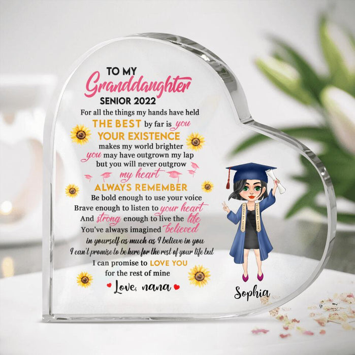 Custom Personalized Graduation Heart-Acrylic Plaque - Gift Idea For Daughter/ Granddaughter From Mom, Nana - Love You For The Rest Of Mine