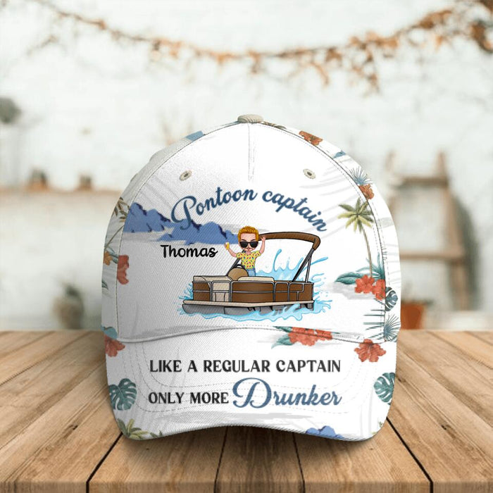 Custom Personalized Pontoon Captain Classic Cap - Gift Idea For Pontoon Lover/Friend - Like A Regular Captain Only More Drunker