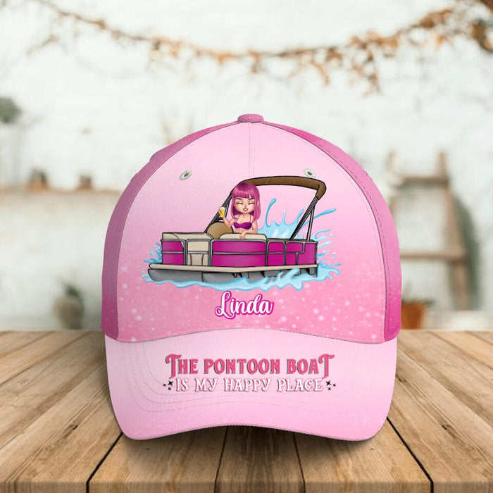 Custom Personalized Pontoon Queen Classic Cap - Gift Idea For Pontoon Lover/Friend - The Pontoon Boat Is My Happy Place