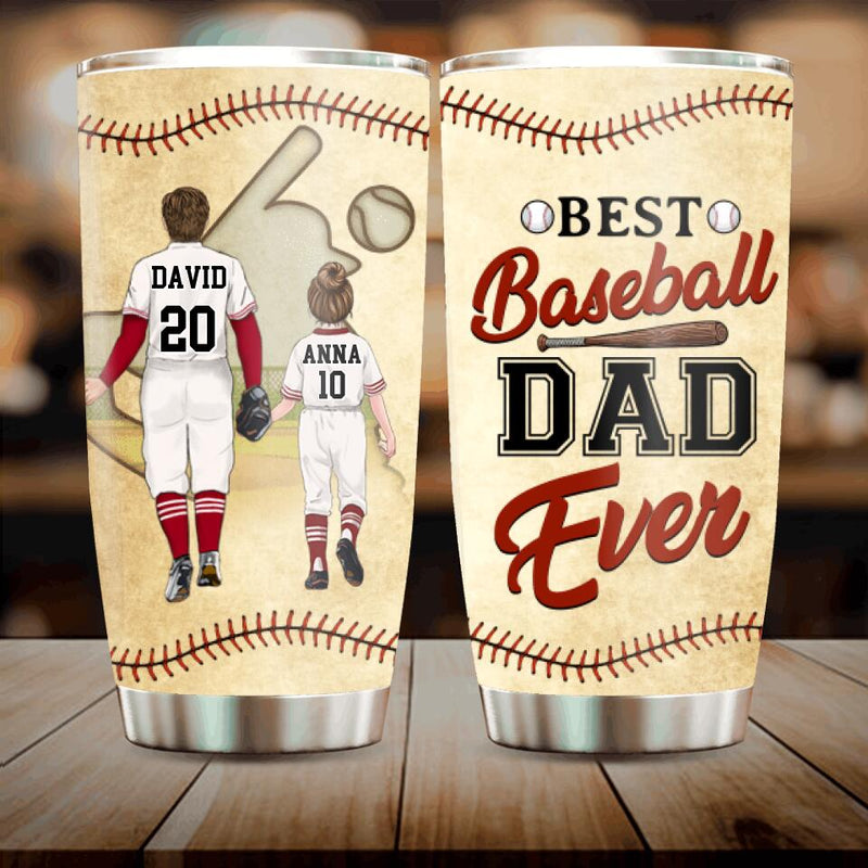 Personalized Baseball Dad Tumbler - Up to 4 Children - Gift Idea for Father's Day/Baseball Lover - Best Baseball Dad Ever