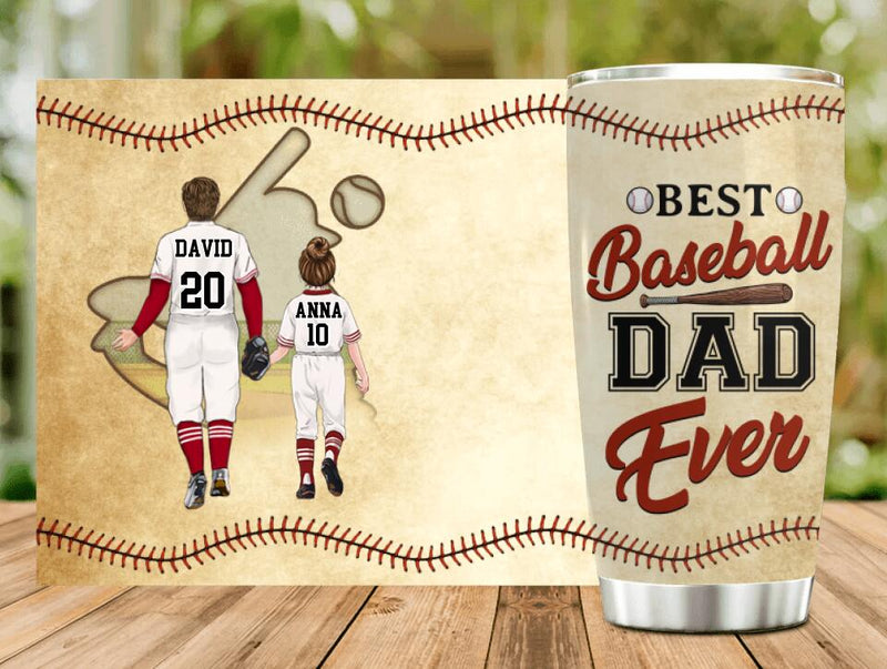 Personalized Baseball Dad Tumbler - Up to 4 Children - Gift Idea for Father's Day/Baseball Lover - Best Baseball Dad Ever